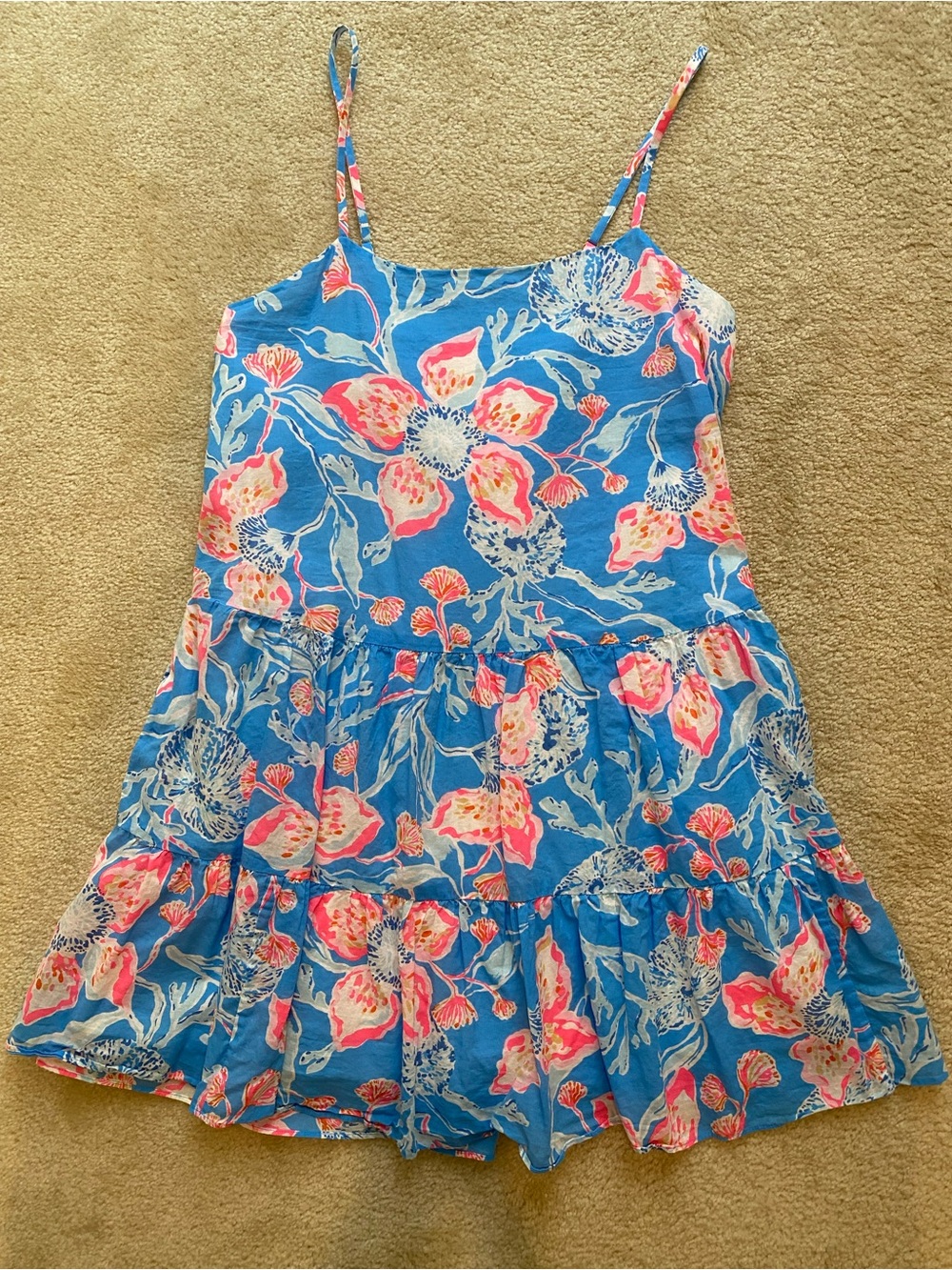 Lilly Pulitzer Light Blue Floral Spaghetti Strap Dress
